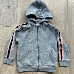 Gucci Kids Boys Zip Up Hoodie Jacket W/ Stripes & Logo Size 5